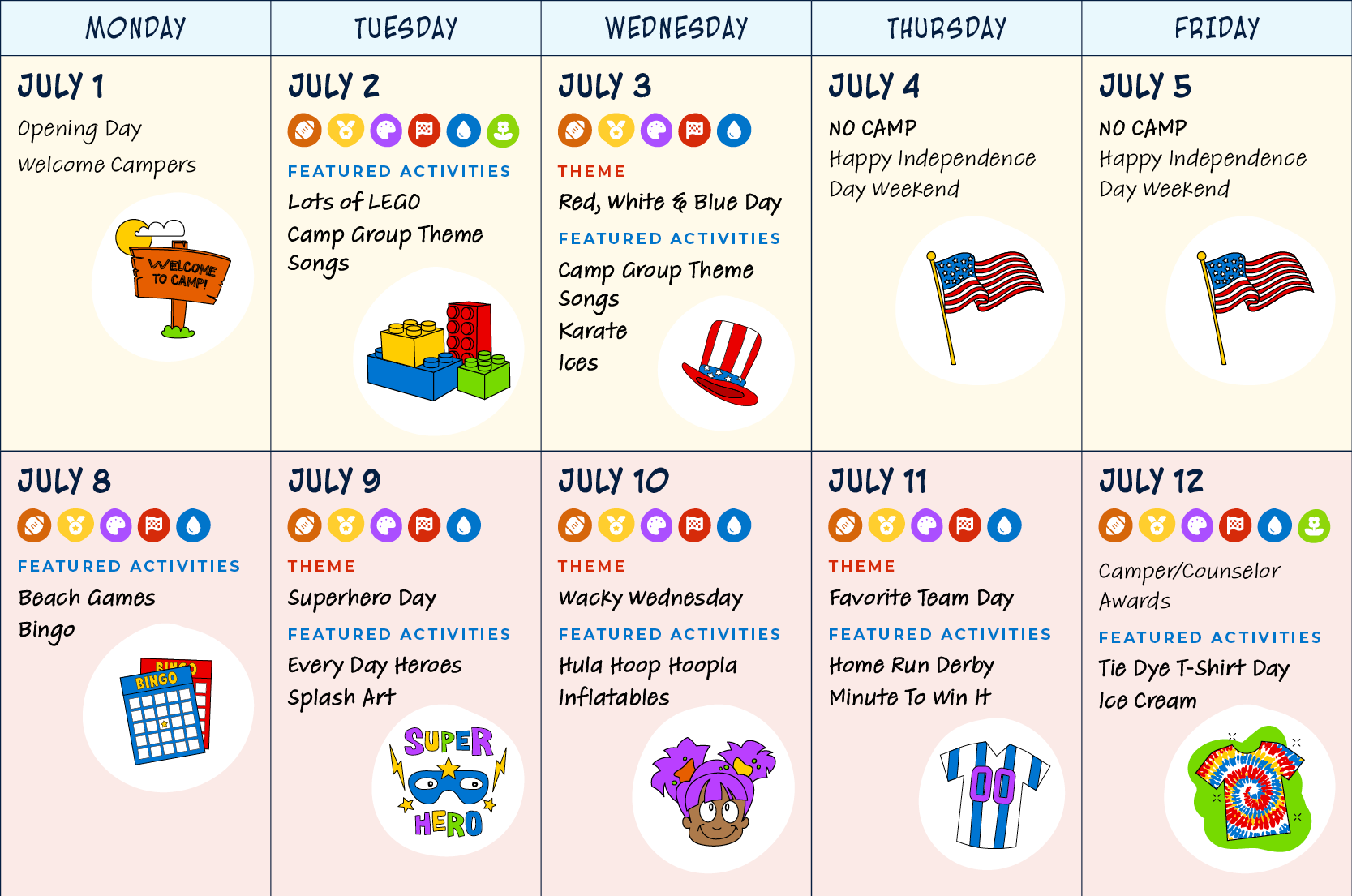 Summer Calendar 2024 Weeks 1–2